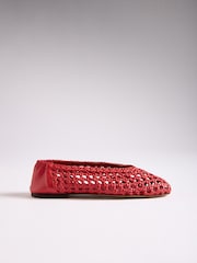 The Set Premium Leather Weave Ballerinas Red - Image 2 of 7
