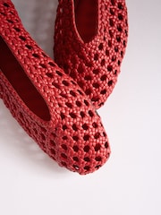 The Set Premium Leather Weave Ballerinas Red - Image 5 of 7