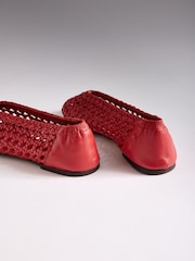 The Set Premium Leather Weave Ballerinas Red - Image 6 of 7