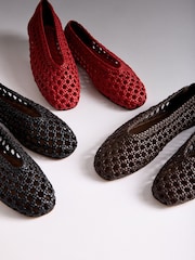 The Set Premium Leather Weave Ballerinas Red - Image 7 of 7