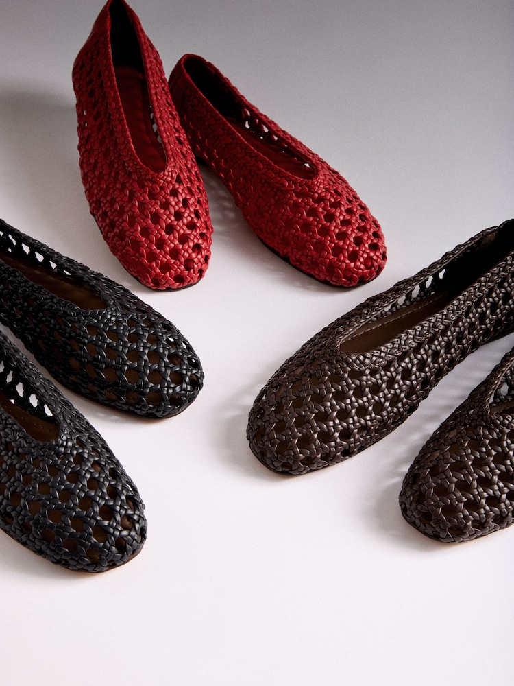 The Set Premium Leather Weave Ballerinas Red - Image 7 of 7 The Set Premium Leather Weave Ballerinas Red - Image 7 of 7
