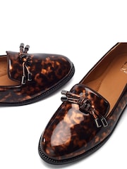 Moda in Pelle Brown Fillipa Flat Tassel Trim Loafers - Image 4 of 4