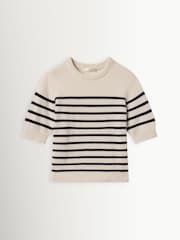 FRAME Cream Striped Cotton Knit Jumper - Image 1 of 1