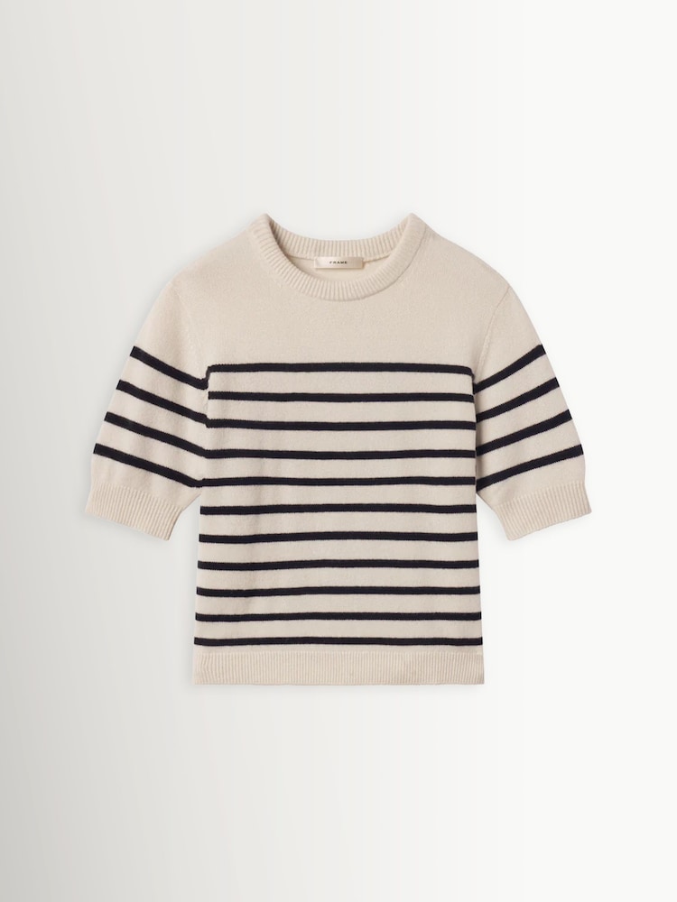 FRAME Cream Striped Cotton Knit Jumper - Image 1 of 1