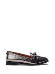 Moda in Pelle Grey Fillipa Flat Tassel Trim Loafers - Image 1 of 4