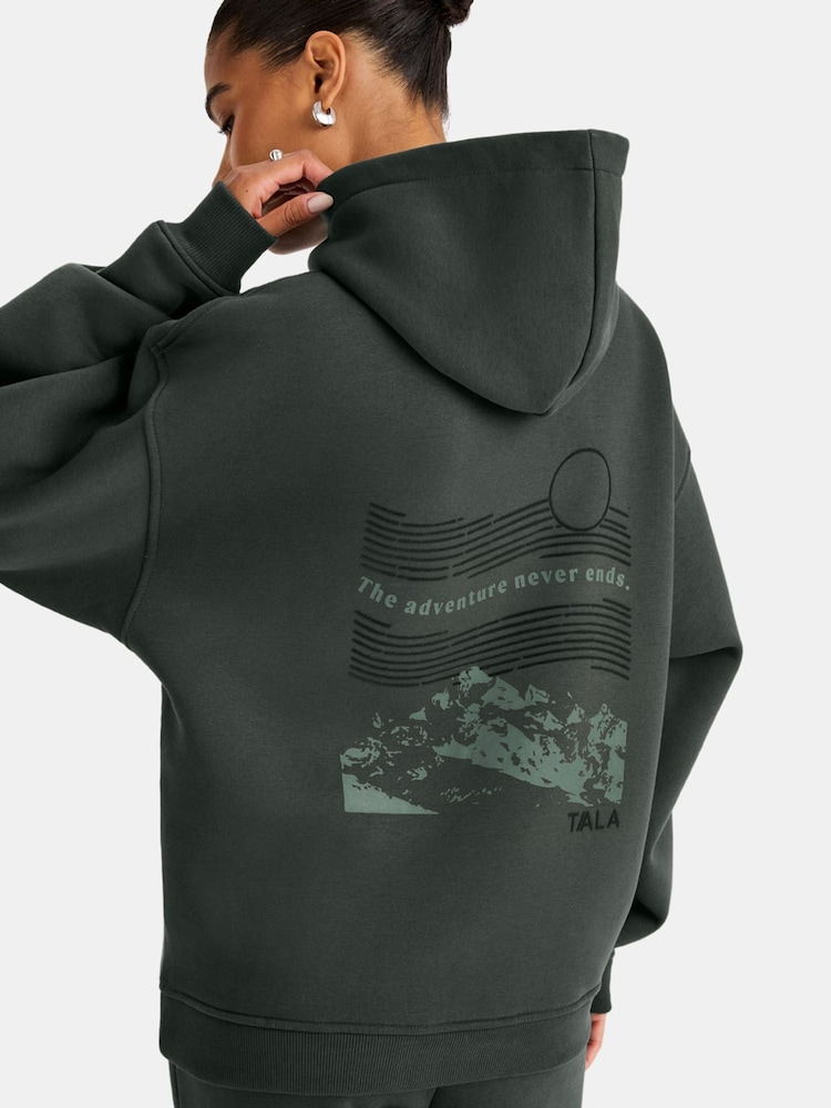 TALA Green Go Outdoors Graphic Oversized Hoodie - Image 2 of 3 TALA Green Go Outdoors Graphic Oversized Hoodie - Image 2 of 3