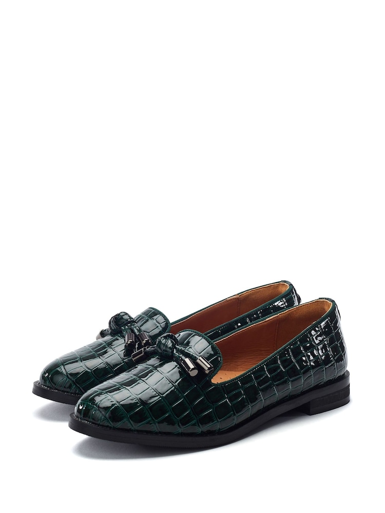 Moda in Pelle Green Fillipa Flat Tassel Trim Loafers - Image 2 of 4 Moda in Pelle Green Fillipa Flat Tassel Trim Loafers - Image 2 of 4