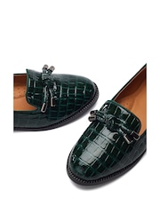 Moda in Pelle Green Fillipa Flat Tassel Trim Loafers - Image 4 of 4
