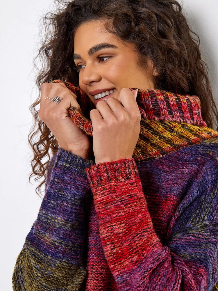 Roman Red Cowl Neck Ombre Jumper - Image 2 of 5 Roman Red Cowl Neck Ombre Jumper - Image 2 of 5