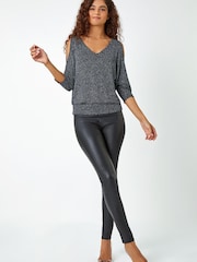 Roman Metallic Sparkly V-Neck Blouson Shirt - Image 3 of 5