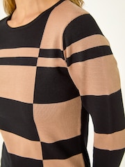 Roman Natural Colour Block Knitted Dress - Image 4 of 5