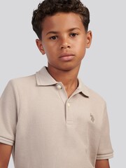 U.S. Polo Assn Natural Herringbone Texture Polo Shirt - Image 2 of 7