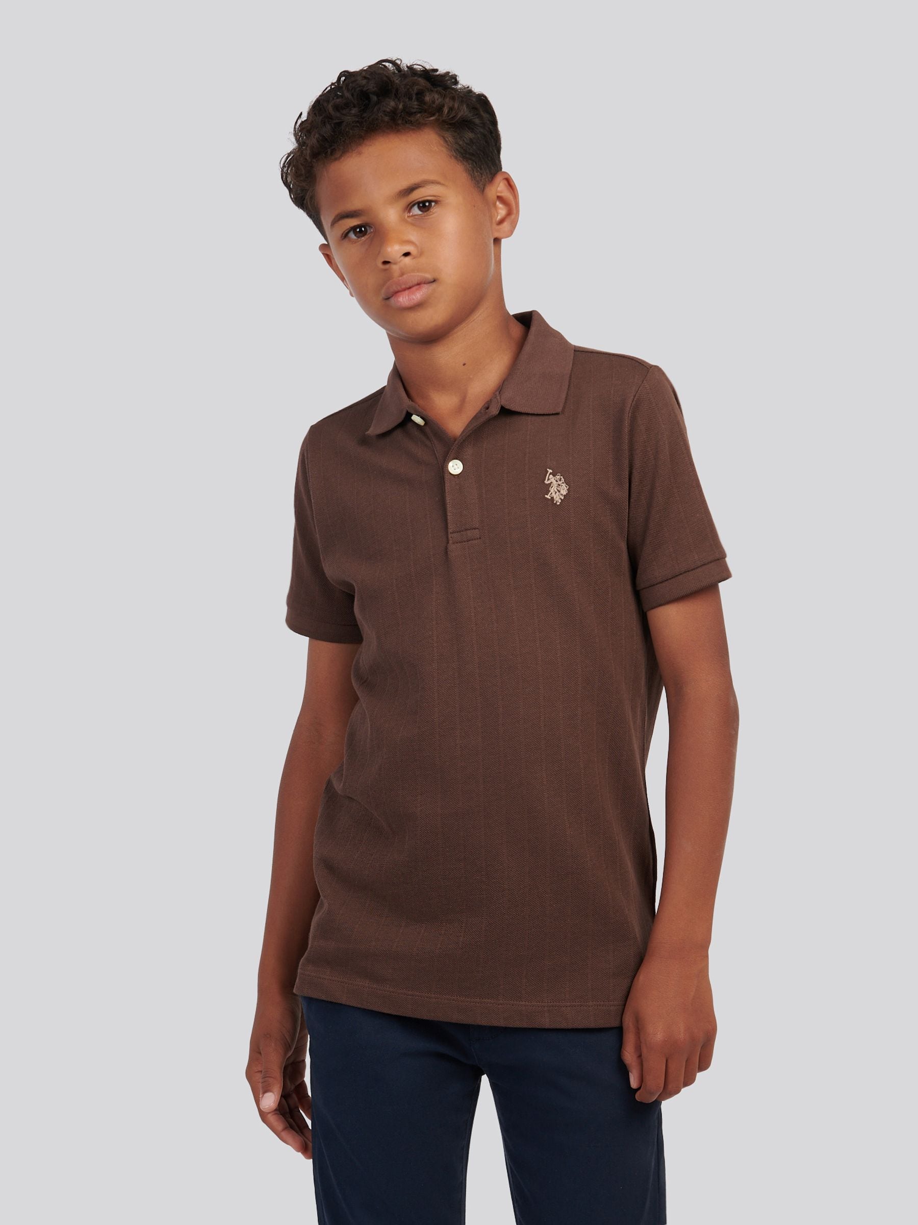 Buy U.S. Polo Assn Brown Vertical Texture Polo Shirt from Next USA