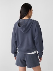Gap Grey Relaxed Mini-Logo Cropped Hoodie - Image 2 of 5