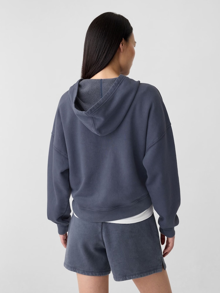 Gap Grey Relaxed Mini-Logo Cropped Hoodie - Image 2 of 5