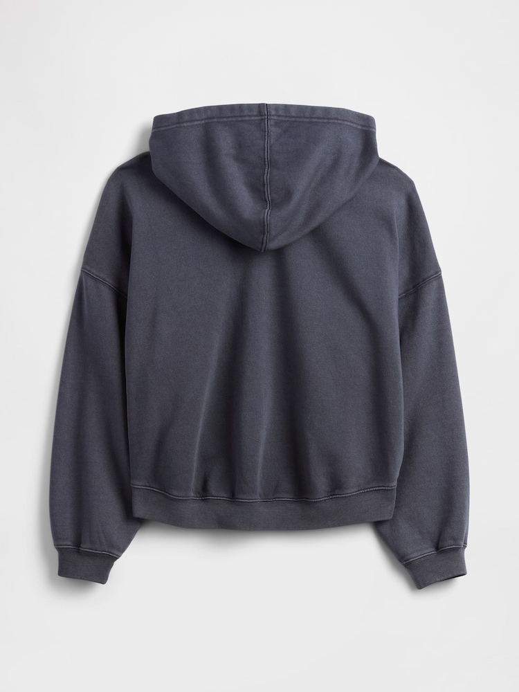 Gap Grey Relaxed Mini-Logo Cropped Hoodie - Image 5 of 5