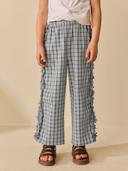 Navy/ White Check - Pullon-byxor med breda ben (3–16år) - Bild 1 av 8