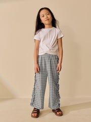 Navy/ White Check - Pullon-byxor med breda ben (3–16år) - Bild 2 av 8