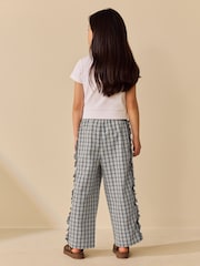 Navy/ White Check - Pullon-byxor med breda ben (3–16år) - Bild 3 av 8