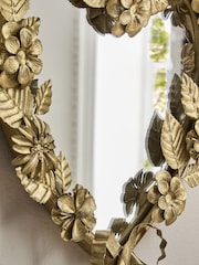 Gold Metal Floral Heart Mirror Wall Art - Image 2 of 4
