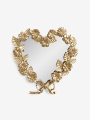 Gold Metal Floral Heart Mirror Wall Art - Image 3 of 4