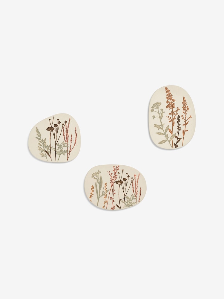 Set of 3 Textured Sprig Ceramic Plates Wall Plaques - Imagen 1 de 2