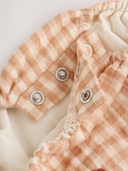 Brown/Cream Check Embroidered Baby Bubble Romper And Tights 2 Piece Set (0mths-2yrs) - Image 11 of 14