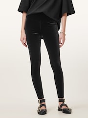 AllSaints Black Cora Velvet Leggings - Image 1 of 7
