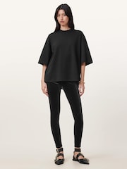 AllSaints Black Cora Velvet Leggings - Image 2 of 7