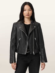 AllSaints Black Raul Biker Jacket - Image 1 of 6