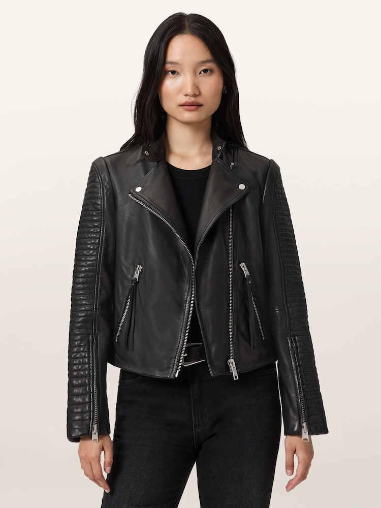 AllSaints Black Raul Biker Jacket - Image 1 of 6 AllSaints Black Raul Biker Jacket - Image 1 of 6