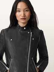 AllSaints Black Raul Biker Jacket - Image 3 of 6