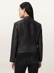 AllSaints Black Raul Biker Jacket - Image 4 of 6