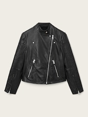 AllSaints Black Raul Biker Jacket - Image 6 of 6