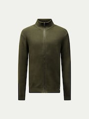 Peckham Rye Green Funnel Zip Knit Cardigan - Image 1 of 5