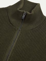 Peckham Rye Green Funnel Zip Knit Cardigan - Image 3 of 5