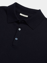 Peckham Rye Blue Knitted Short Sleeve Polo Shirt - Image 10 of 12