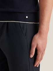 Peckham Rye Blue Knitted Short Sleeve Polo Shirt - Image 6 of 12