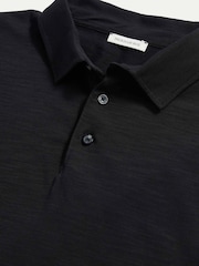 Peckham Rye Black Slub Jersey Long Sleeve Polo Shirt - Image 3 of 6
