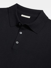 Peckham Rye Black Knitted Short Sleeve Polo Shirt - Image 8 of 10