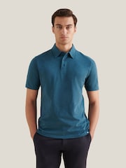 Peckham Rye Blue Slub Jersey Polo Shirt - Image 1 of 8