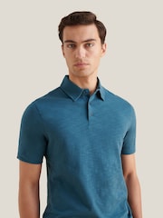 Peckham Rye Blue Slub Jersey Polo Shirt - Image 4 of 8