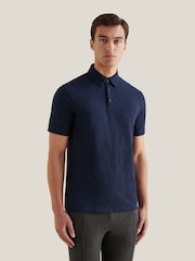 Peckham Rye Blue Marl Slub Jersey Polo Shirt - Image 1 of 10