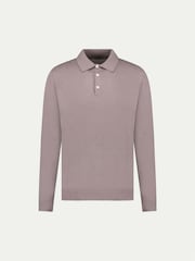 لون طبيعي - Peckham Rye Knitted Long Sleeve Polo Shirt - صورة 1 من 6