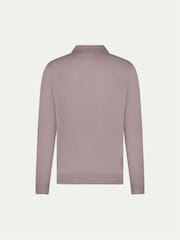 لون طبيعي - Peckham Rye Knitted Long Sleeve Polo Shirt - صورة 2 من 6