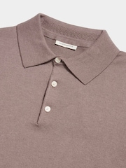 لون طبيعي - Peckham Rye Knitted Long Sleeve Polo Shirt - صورة 3 من 6