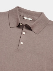 Peckham Rye Natural Knitted Long Sleeve Polo Shirt - Image 9 of 11