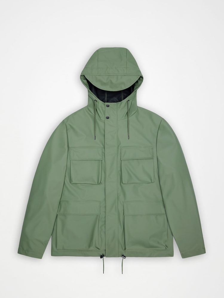 Rains Green Waterproof Pocket Jacket - Image 4 of 4