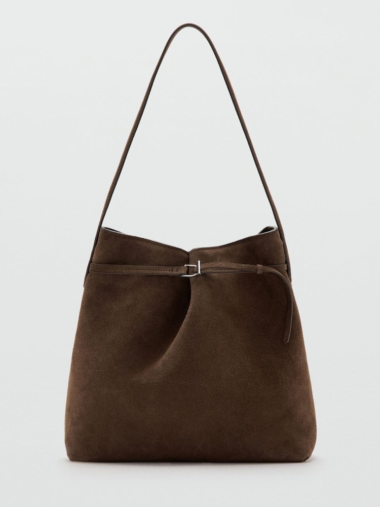 Mango Brown Suede Bucket Bag - Image 1 of 4