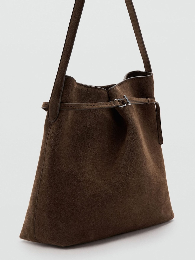 Mango Brown Suede Bucket Bag - Image 2 of 4